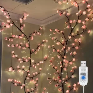Cherry Blossom 96 LED USB Cabang Pohon Rotan Lampu 8 Mode Warna-warni String Lampu Valentine Natal Pernikahan Dekorasi Kamar Tidur 8 pohon natal 12v penjualan terbaik - №