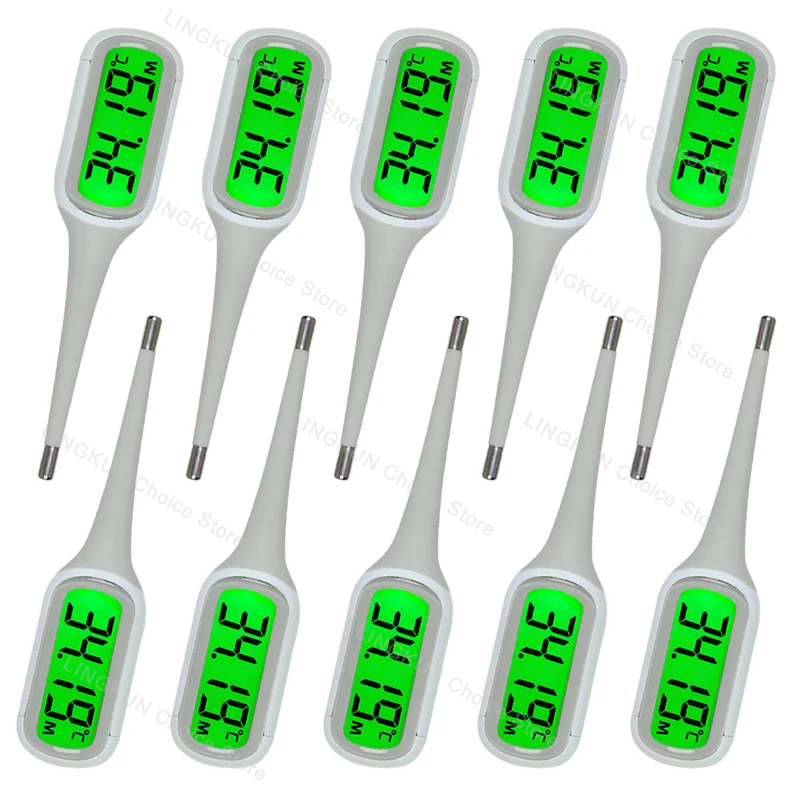 

10 шт., силиконовый быстрый термометр 9S для лихорадки, цифровой инфракрасный термометр для тела, оральный, подмышки, ректальная температура, светодиодный дисплей