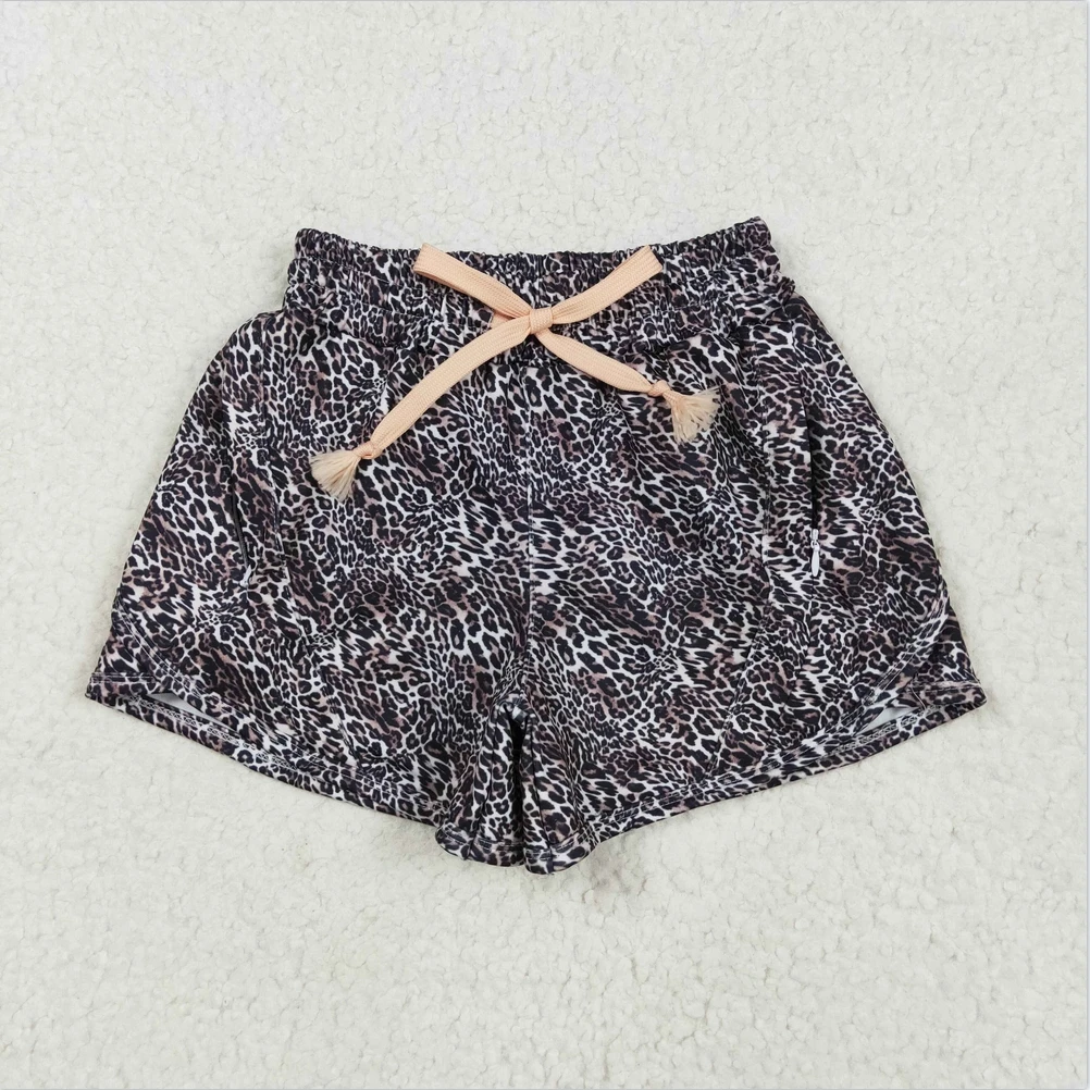 

RTS wholesale Toddler baby girls shorts clothes Baby Girls Black Leopard Sport Shorts Bottoms Baby Boys Girls Shorts Boutique