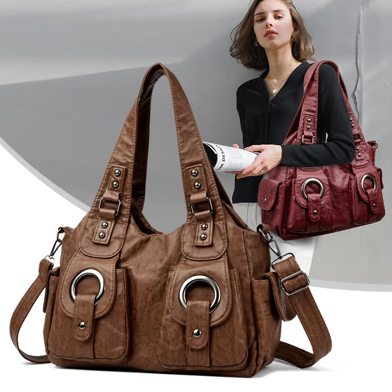 

High Quality Women's Soft Leather Shoulder Bags Multi-Layer Pockets Classic Crossbody Bag Luxury Designer Handbags and Purses