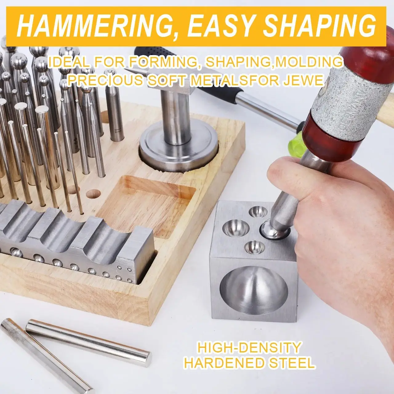 

50pcs Steel Dapping Block Set Square Doming Die Punch for Shaping Jewelry Doming Tool