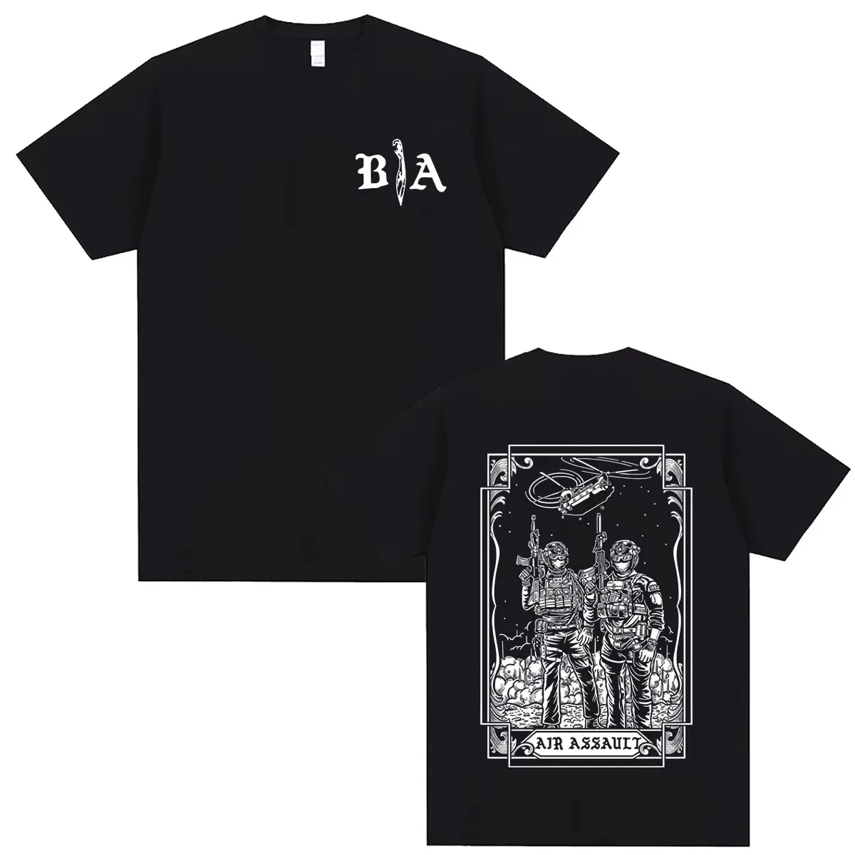Brothers in Arms Air Assault Double Sided Print T-shirt Men Women Casual Oversized Crewneck T Shirts Male Fashion Vintage Tshirt