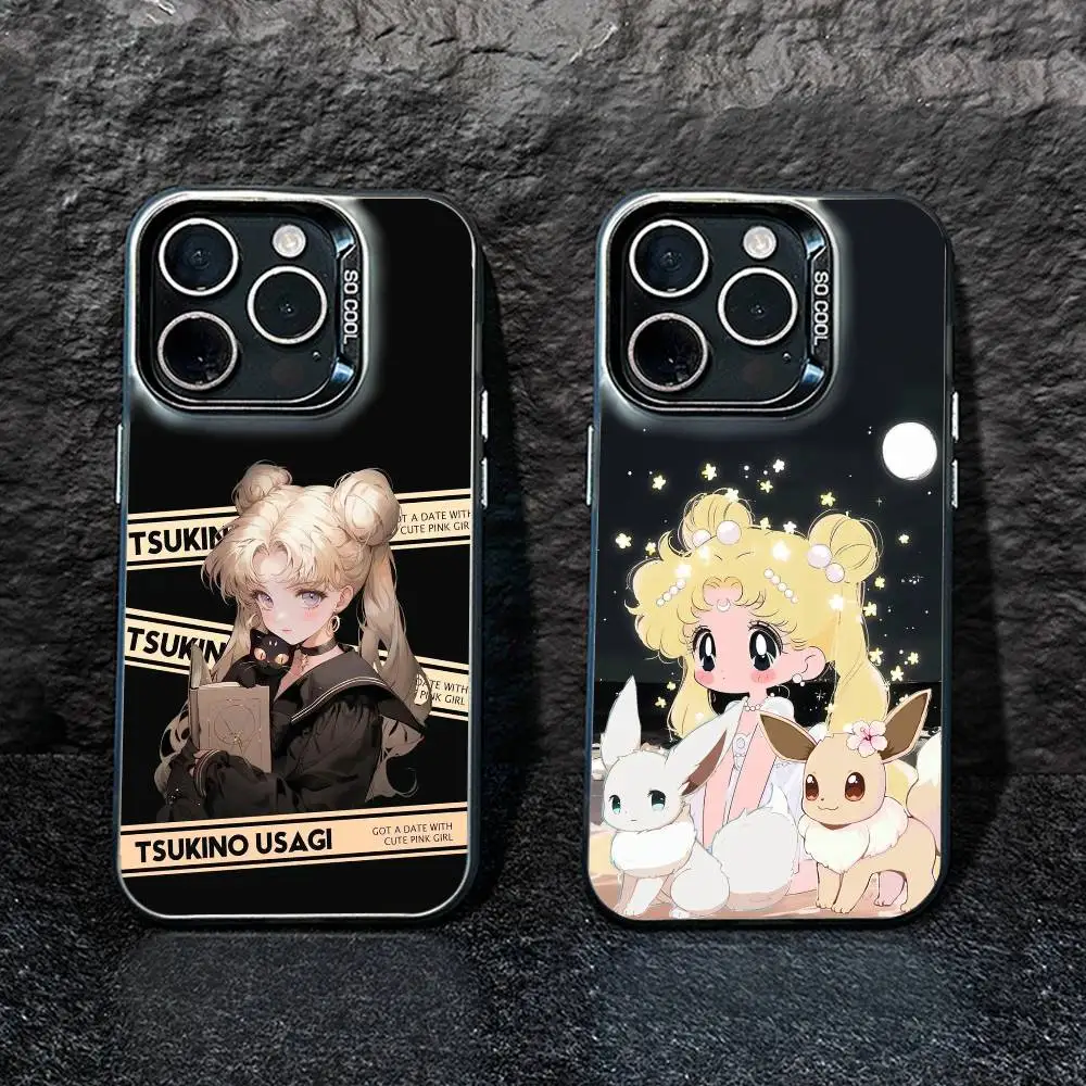 

Cartoon F-Sailor M-Moons Phone Case For iPhone 17,16,15,14,13,12,Pro MAX Black Matte Shockproof Cover