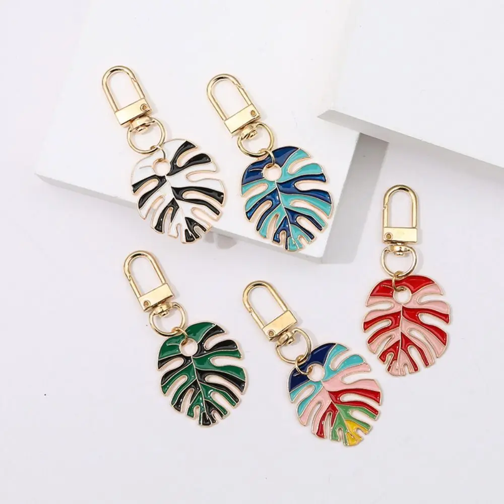 Colorful Leaf Leaf Style Oil Dropflat Keychain Unique Metal Oil Dropflat Metal Pendant Creative Cute Backpack Charms