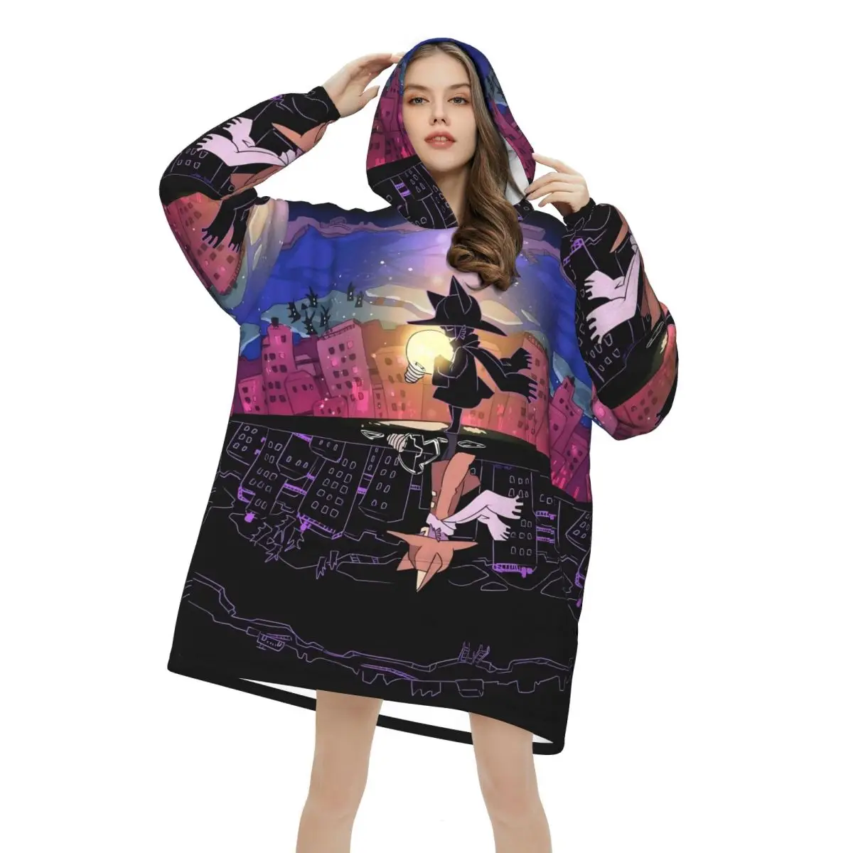 Oversized OneShots Niko Wearable Blanket Winter Gifts for Women Men Ultrasoft Plush Warm Sweatshirt Blankets With Pocket