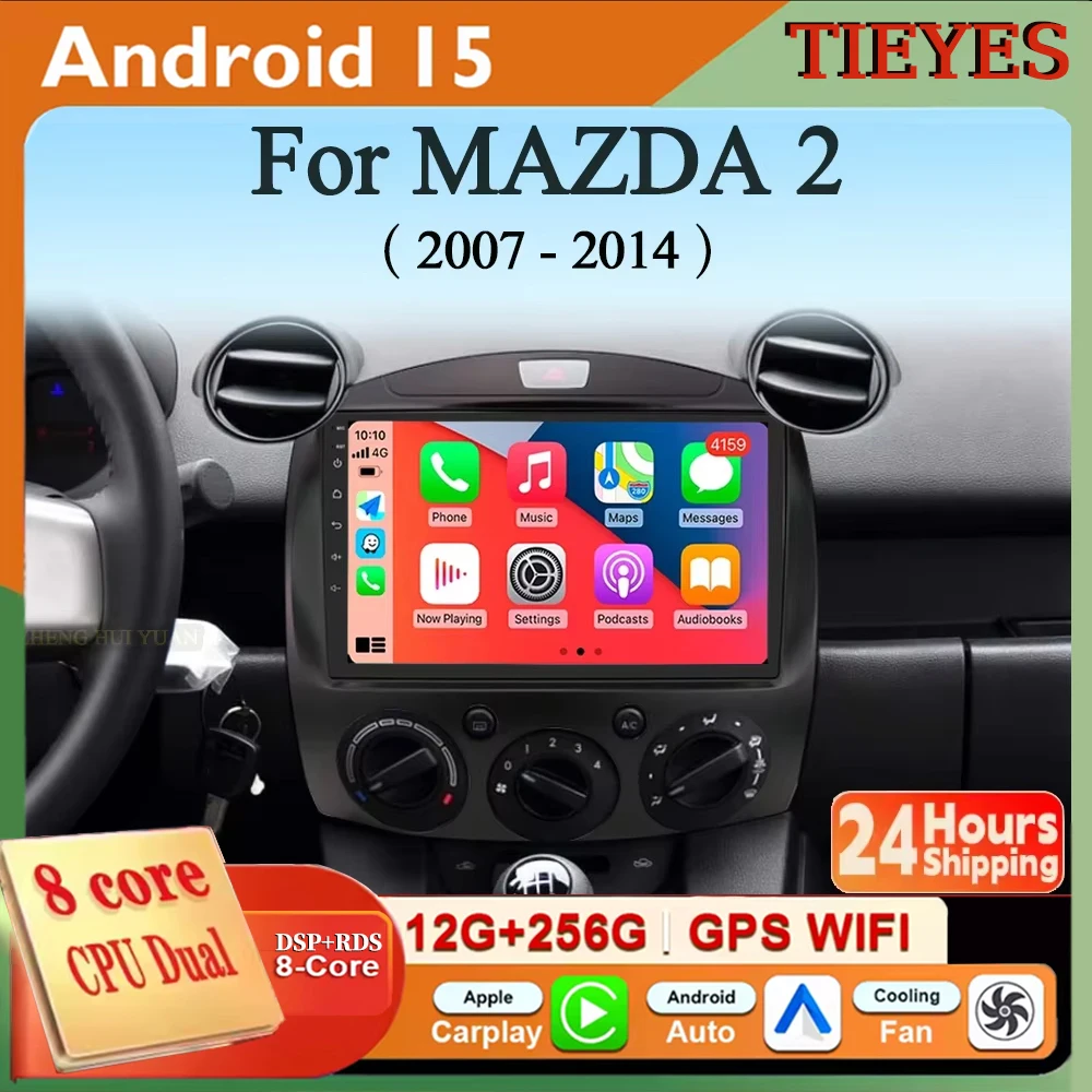 

For MAZDA 2 Mazda2 2007 - 2014 Android 15 2K QLED CarPlay Auto Car Radio Multimedia Video Player GPS stereo Head Unit 4G WIFI