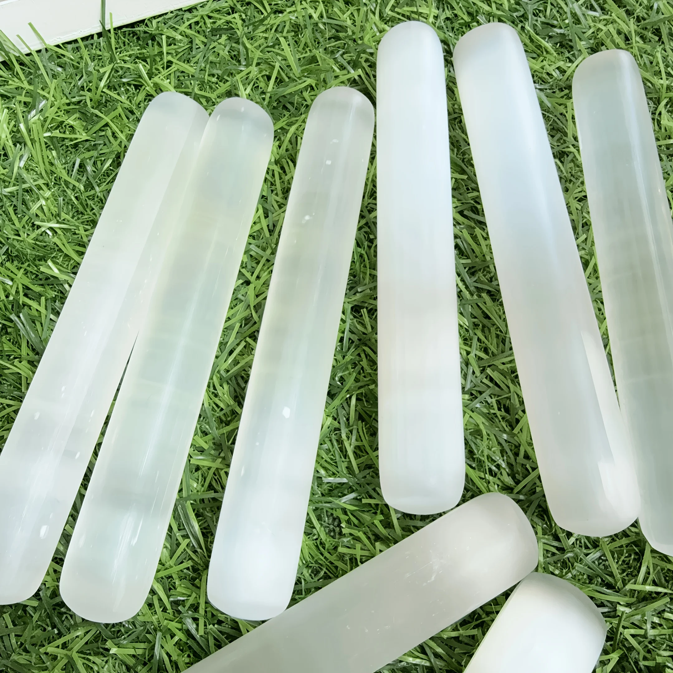 15cm Natural Polished Selenite Massage Wand, White Gypsum Crystal Stick, Selenite massage Wand, Selenite Charging Crystal