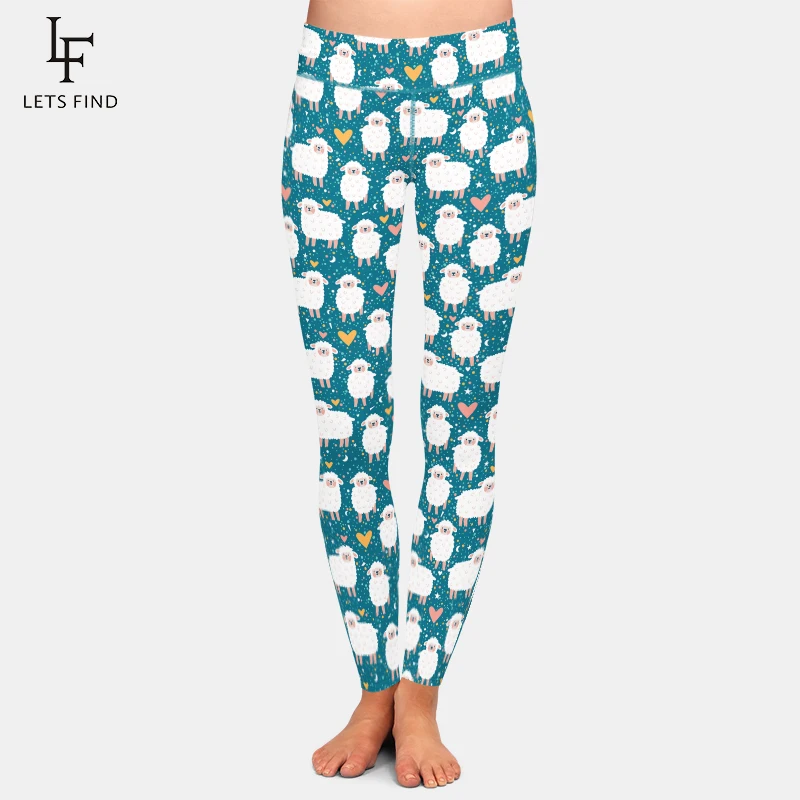 LETSFIND-Leggings con estampado Digital de ovejas para mujer, Leggings elásticos de cintura alta para Fitness, novedad, 3D