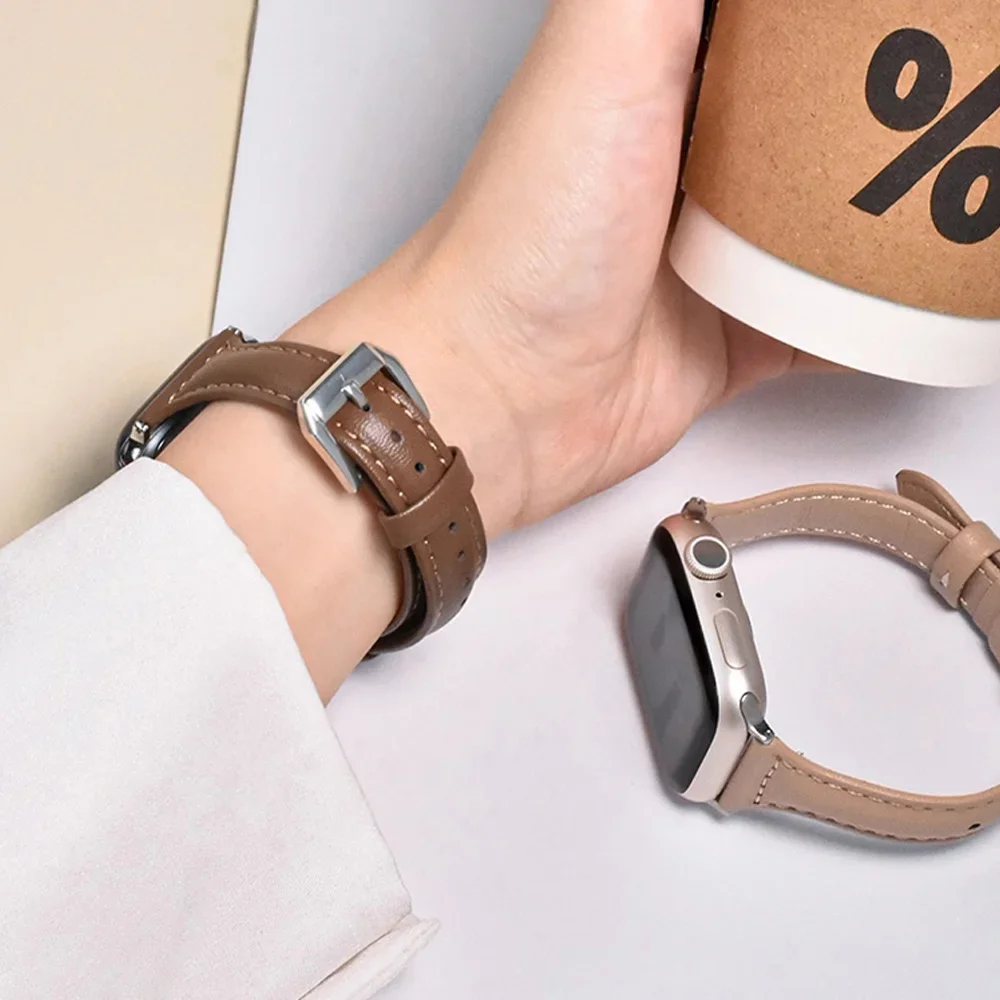 Slim Leather strap For Samsung Galaxy watch 7/6/5/pro/4 Classic/active 2 20mm 22mm sport bracelet Huawei watch GT 4-2-2e-3 band