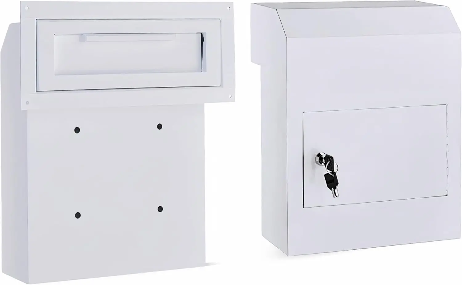 

Heavy Duty Rainproof Door Mail Slot Drop Box with Tubular Lock, Keys Baffle Prevents Fishing for Business Rent Deposit