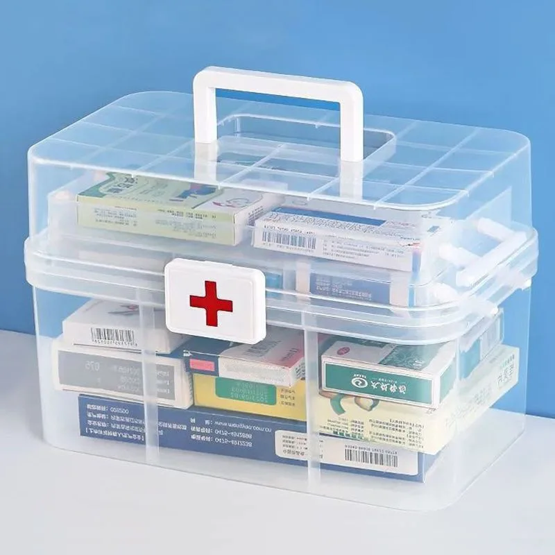 Medicine Storage Box Large Capacity Multi Layer Organizer Transparent First Aid Case Portable Home Use