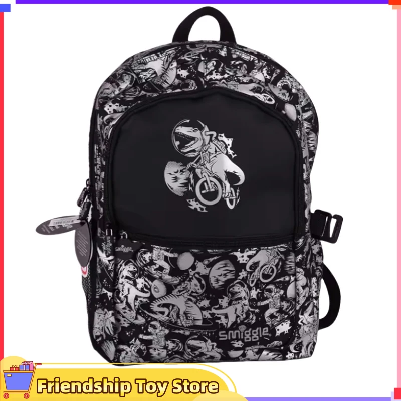 

Genuine Australia Smiggle Elementary School Children Backpack Schoolbag Boy Greyblack Dinosaur Large Capacity Cartoon Shaped Bag