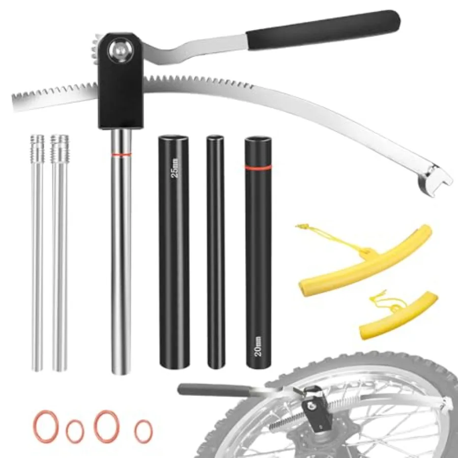 Dirt Bike Tire Changing Tool Kit for 16-21 Inch Wheels Black Includes 10/12/15mm Axle Adapters Quick Tire Change in the Wild Fo