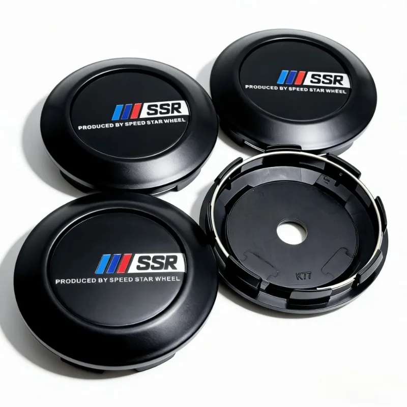 4 Stück 77MM Clips 72MM SSR Logo Emblem Auto Radnabenkappen Felgenabdeckungen Radnaben-Staubschutzkappen Ersatz Autozubehör – Detail 7