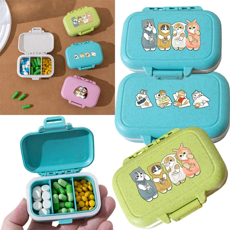 

Mofusand Drug Sealed Storage Box Anime Characters Men Women Portable Three Grid Drug Moisture Proof Sealed Household Storage Box