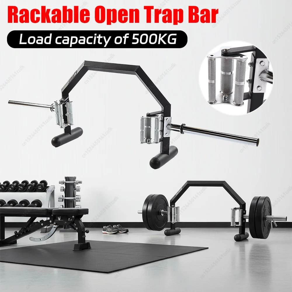 Levantamiento de pesas Hexagonal para agricultores, barra de trampa abierta de acero para caminar, barra de barra de seguridad para sentadillas de entrenamiento físico