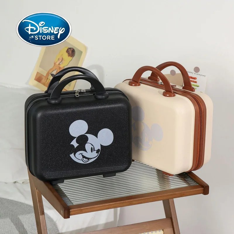 Disney Mickey 14 Inch Mini Suitcase Travel Storage Box Women Makeup Box Hard Luggage Cosmetic Case Small Portable Carrying Case