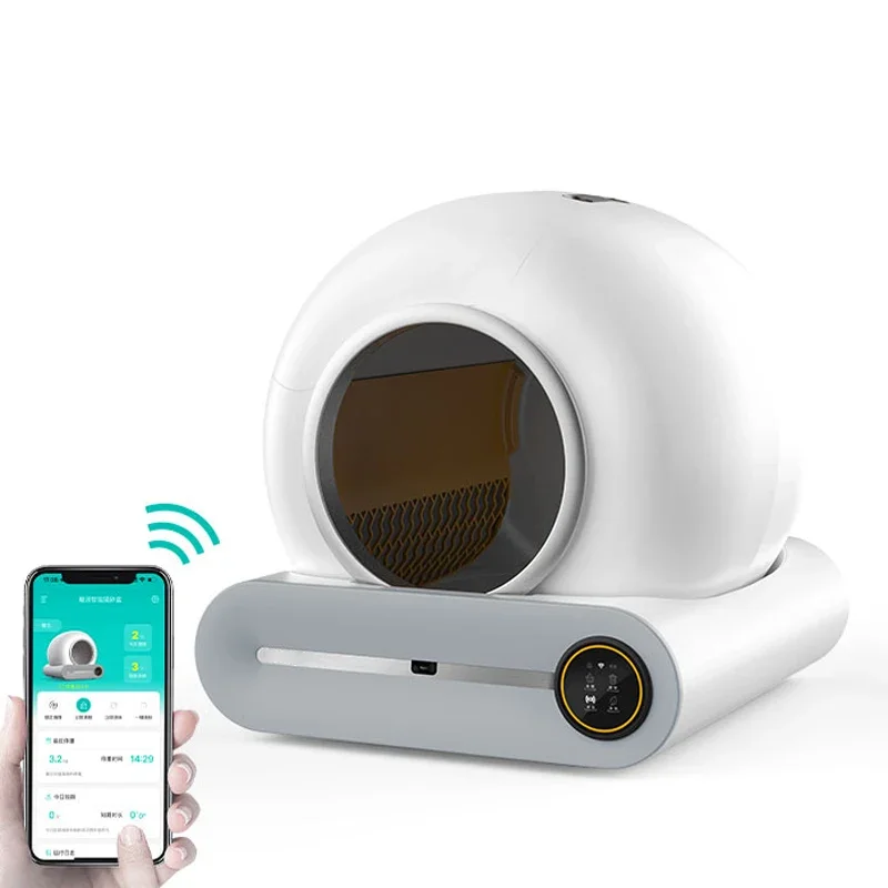 App wifi controle inteligente inteligente automático gato litt caixa auto limpeza grande animal de estimação seguro fácil de limpar