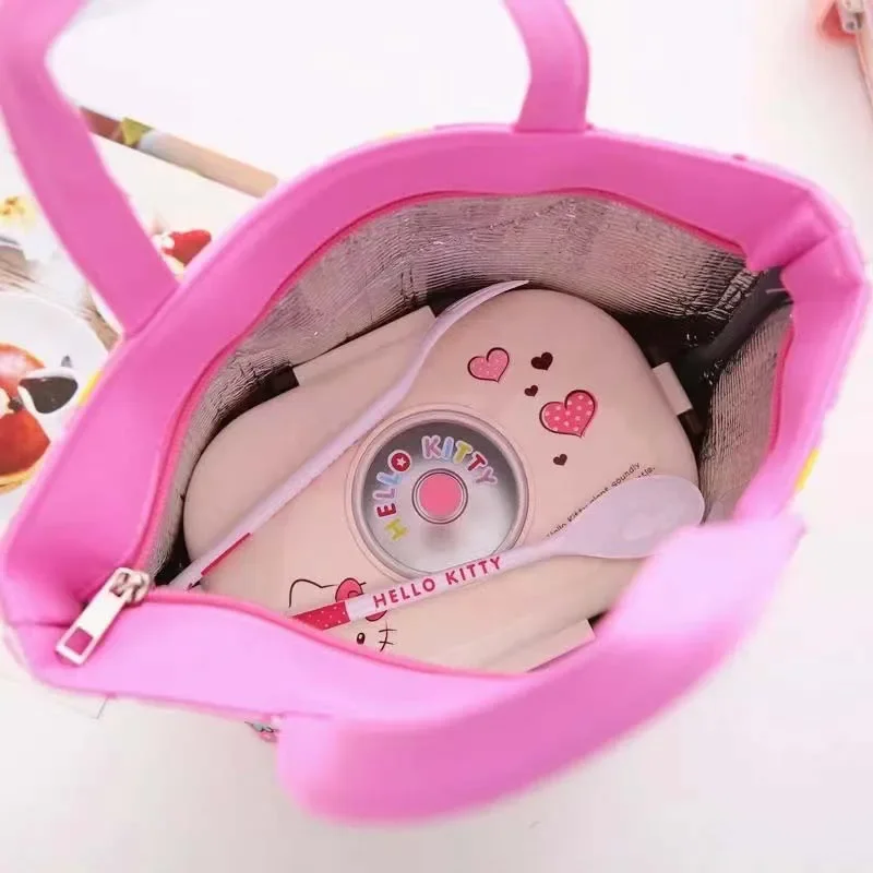 Miniso Sanrio большая емкость Hello Kitty My Melody Kuromi Cinnamoroll Kawaii термостойкий Ланч-бокс сумка для пикника сумочка подарок