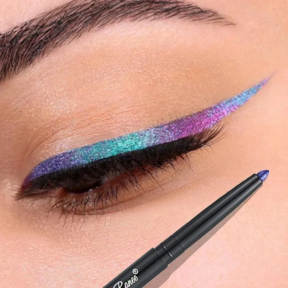 Glitter aurora caneta delineador multi cromo delineador duradouro brilhante metálico sombra deitado bicho da seda verde roxo maquiagem pigmento