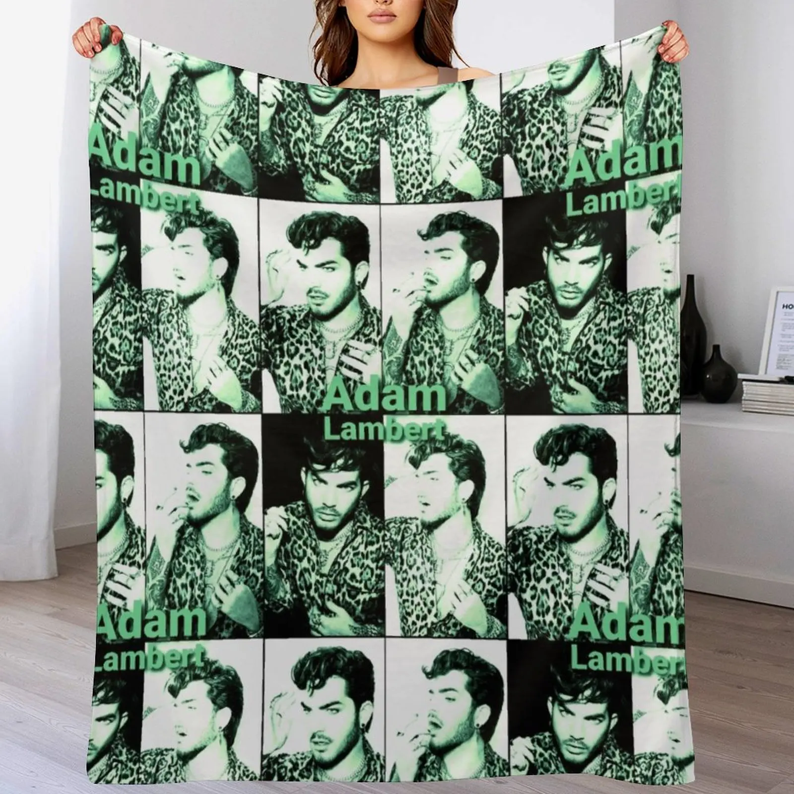 

Hot in green Adam Lambert Throw Blanket Camping Luxury Designer Hair Bed Fashionable Blankets