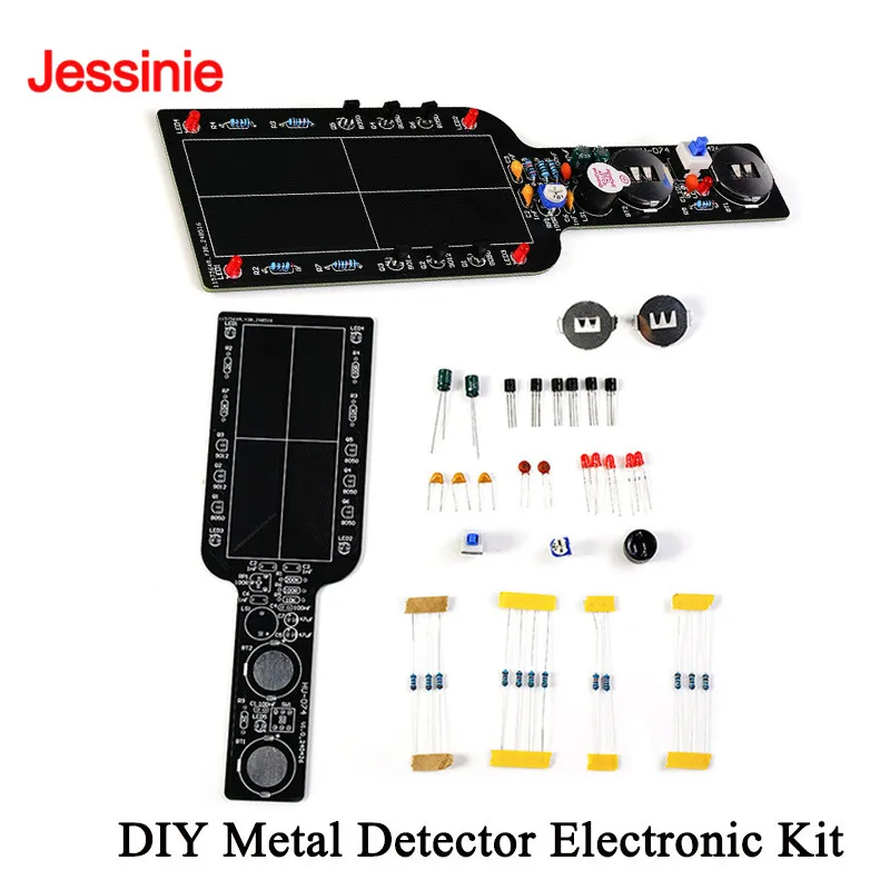 DIY Metal Detector Electronic Kit Handheld Metal Detector Circuit Board Component Soldering Project Practice Weld Training Kit