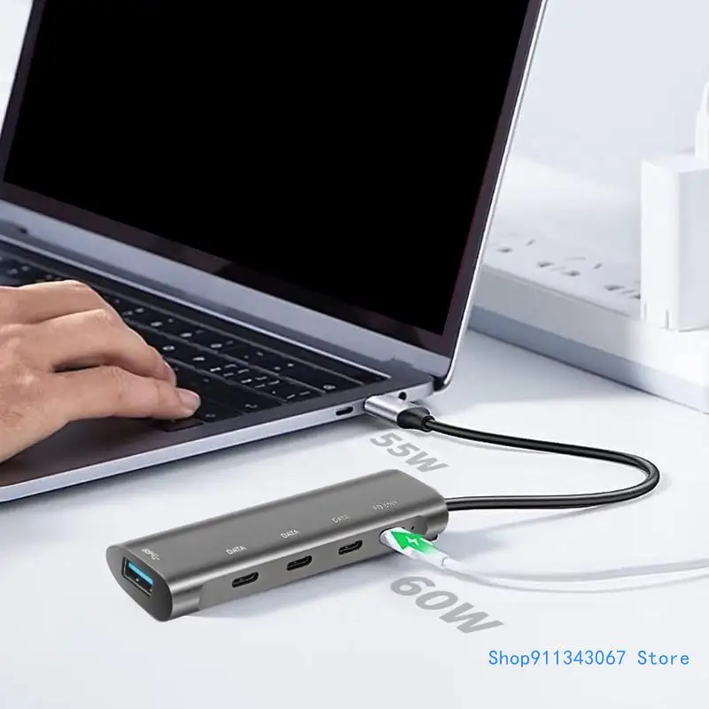 

5 Ports USB C Hub 5Gbps USB Hub for Laptop USB3.0 Hub Multiport Adapter Type C PD60W Adapter for Laptop Tablet PC Drop shipping