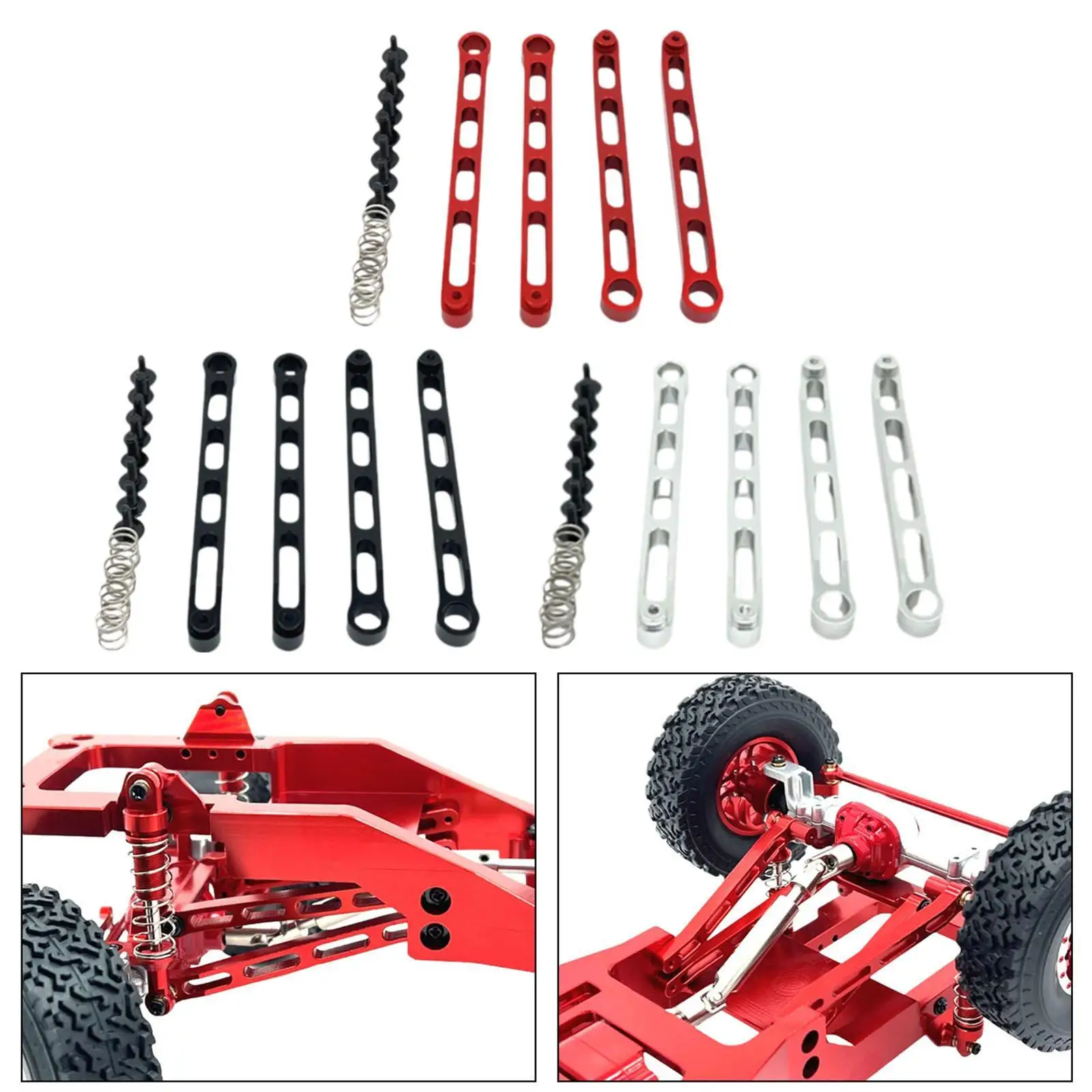 1/12 rc carro eixo dianteiro puxar haste conjunto peças de fixação quadro modificação peças reparo fácil instalação metal para mn82 mn78 lc79