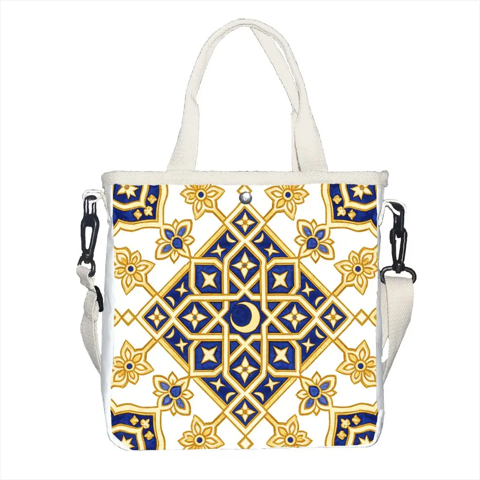 

Сумка через плечо с исламским геометрическим принтом в виде звезды и луны, регулируемый ремень, легкая сумка-тоут