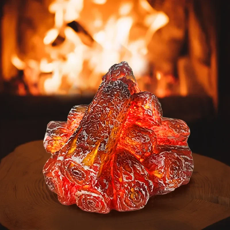 LED مقلد الخشب مصباح النار مكتب زخرفة مصباح ديكور المنزل عطلة مصباح لتهيئة الجو الفحم ضوء الليل المعسكر الاصطناعي لام