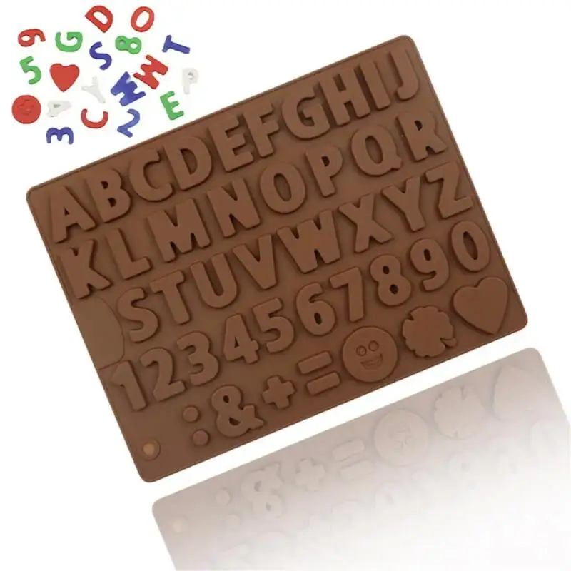 English Letter Silicone Chocolate Mold Alphanumeric Candy Biscuit Jelly Ice Baking Mould Cake Decor Soap Candle Making