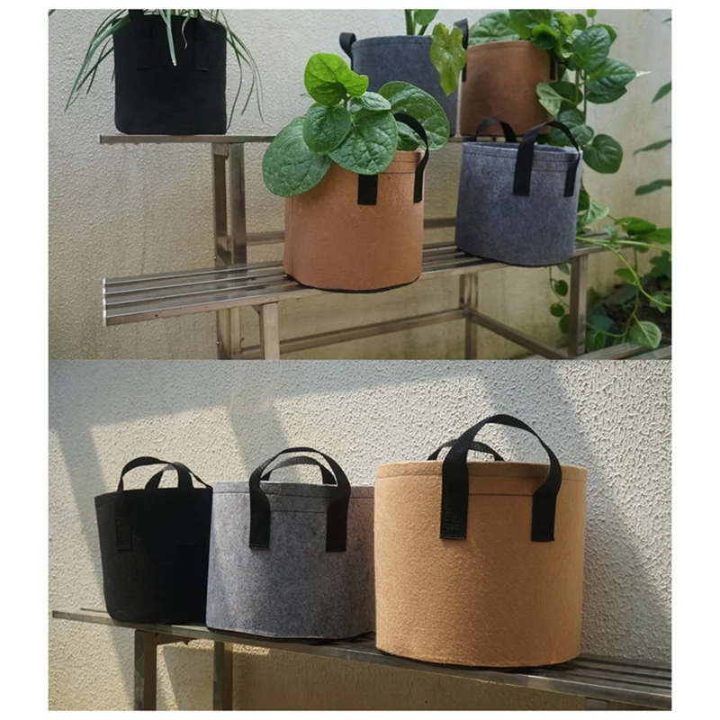 TKOH-Potones de tela resistente, bolsas para cultivo de verduras/flores/plantas, macetas de tela no tejida engrosadas con asas (5 galones)