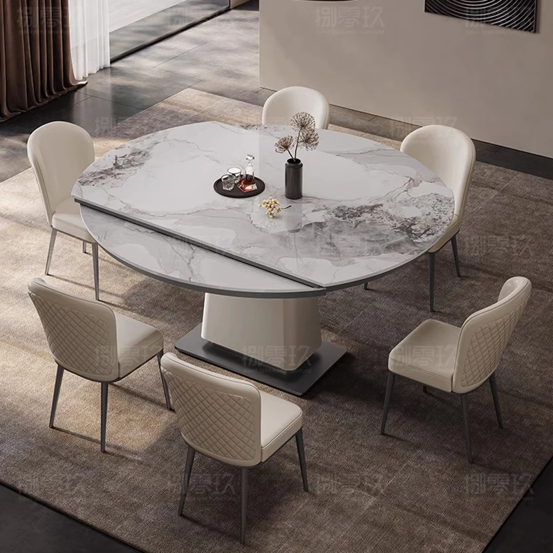 

Round Dining Table Marble Hotel Nordic Poker Foldable Console Dining Table Coffee Desk Salon Mesa Comedor Balcony Furniture