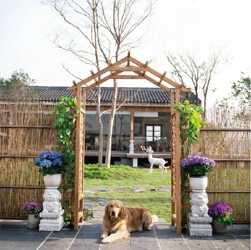

XR Outdoor Teak Arch Flower Stand Garden Landscaping Arrangement Garden Rose Climbing Vine Stand Small Yard Grape Stand