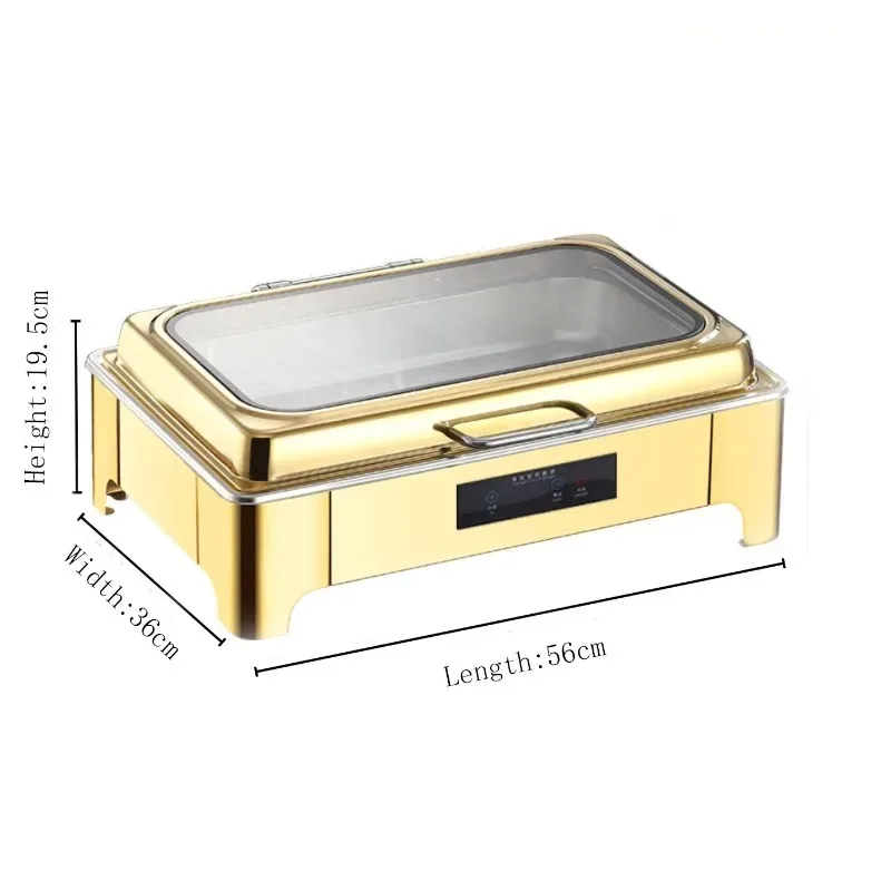 Luxury Durable Electric Stainless Steel Rectangle Chafing Dish 9L Food Buffet Warmer Set For Commercial Restaurant