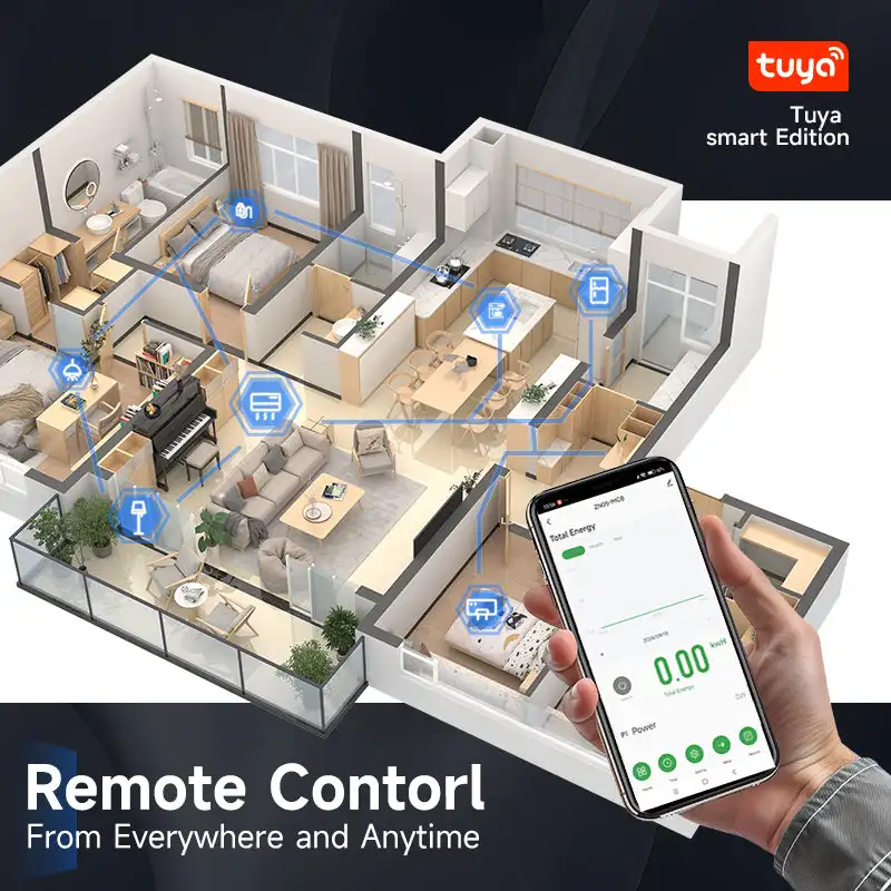 GEYA قطاع دارة ذكي التيار المتبقي WIFI TUYA RCBO LED قطاع دارة حماية التسرب مع حماية التيار الزائد