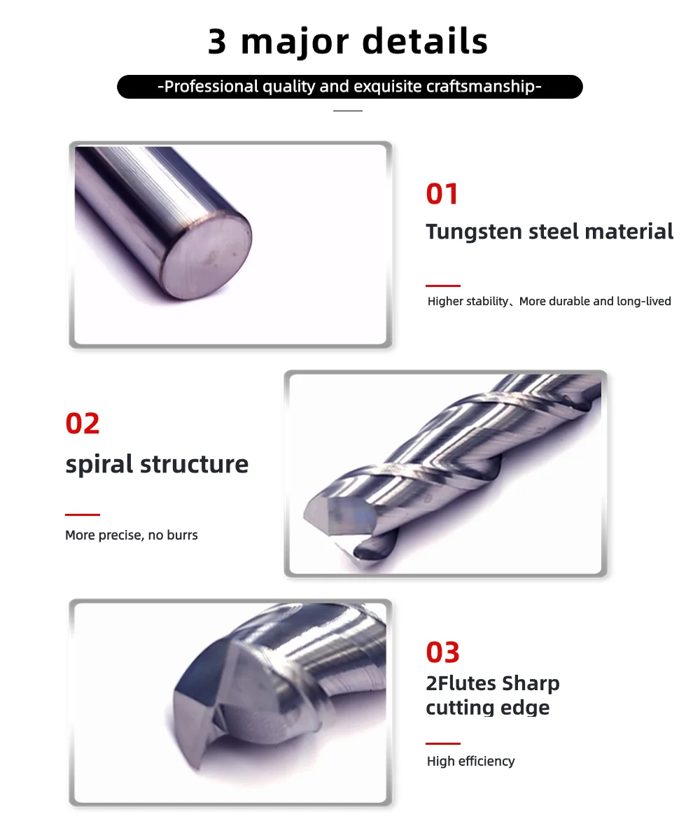 HRC50 2 flauti D4 6 8 10 12mm frese a candela piatta per fresa CNC in alluminio punte a spirale lavorazione acciaio al tungsteno in lega
