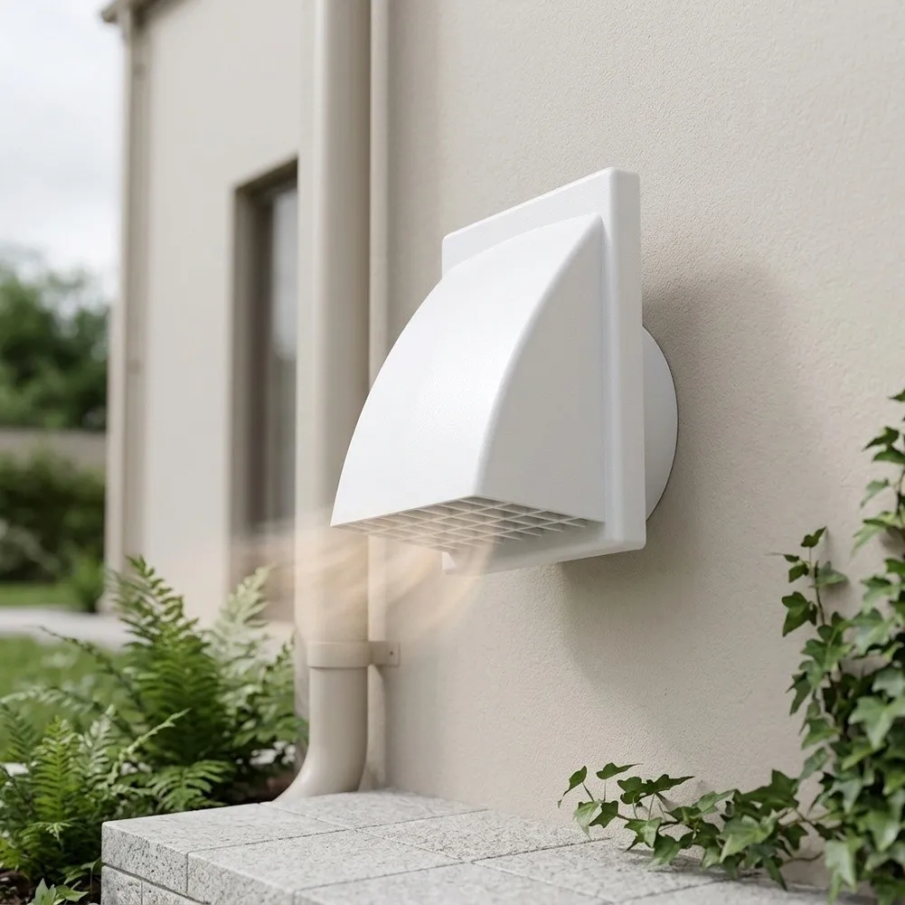 1Pcs Weatherproof Exhaust- Hood Exterior Wall Vent Grille With Adjustable Valve Prevents Moisture Buildup For Range Hoods
