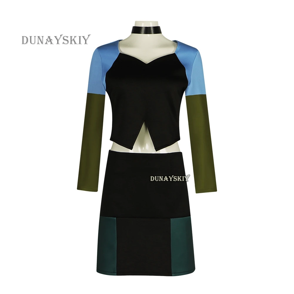 Gwen Cosplay Costume pour femme, haut court et mini jupes, haut rouge, short vert, ensemble complet, tenues de carnaval d'Halloween, Total Drama Island