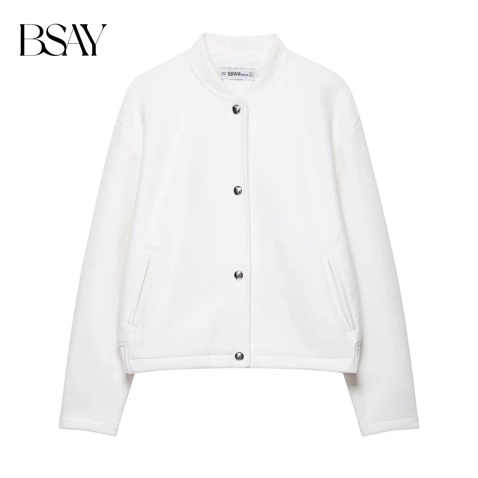 BSAY casual simple solid color women's autumn new item 2025 gold single row button loose soft pilot jacket