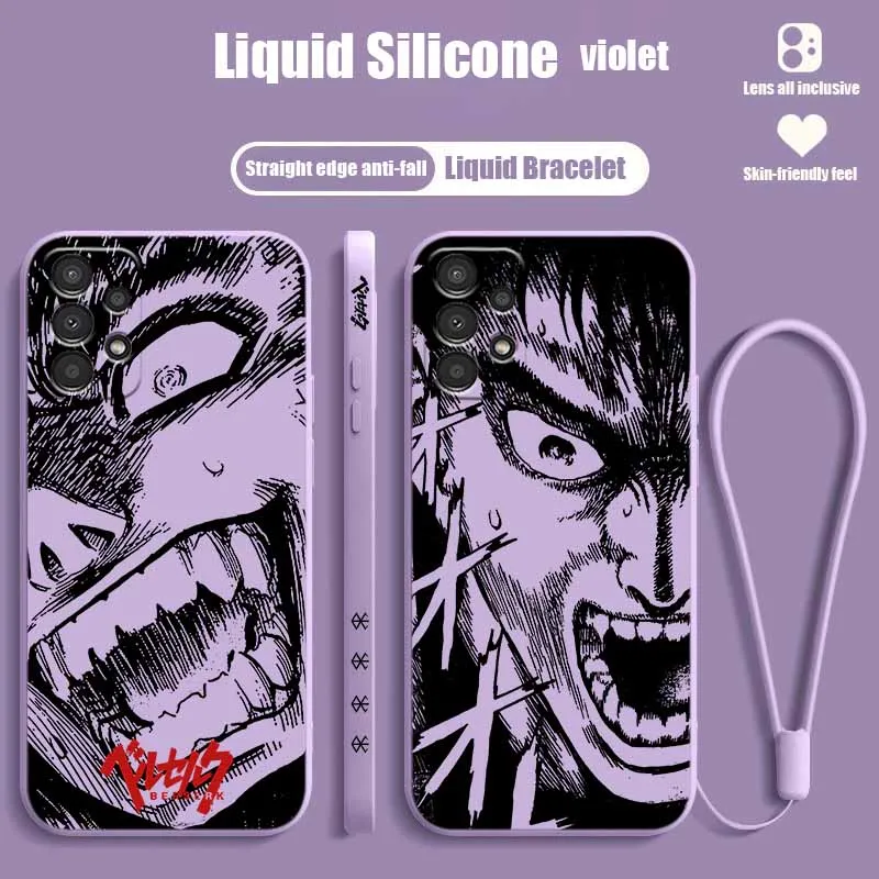 เคสโทรศัพท์ลายอนิเมะ Berserk สีดำ สำหรับ Xiaomi POCO X7 X6 X5 X4 X3 NFC GT M6 M5 M4 F6 F5 F2 F1 Pro แบบน้ำพร้อมสายคล้อง