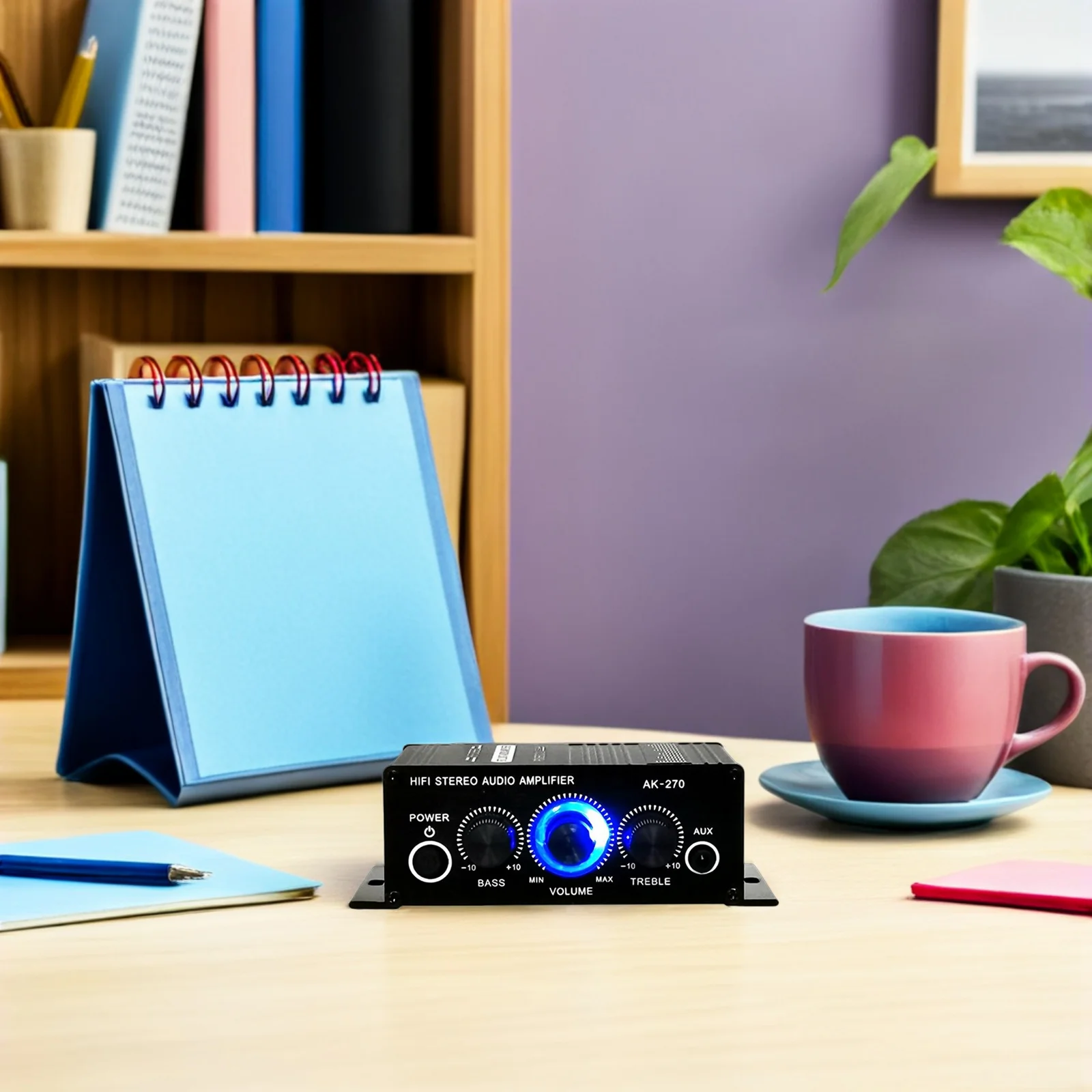 

Digital Audio Power Amplifier 12V Mini Stereo Amp For Passive Speaker Computer Dual Channel Output Led Knob Low Distortion