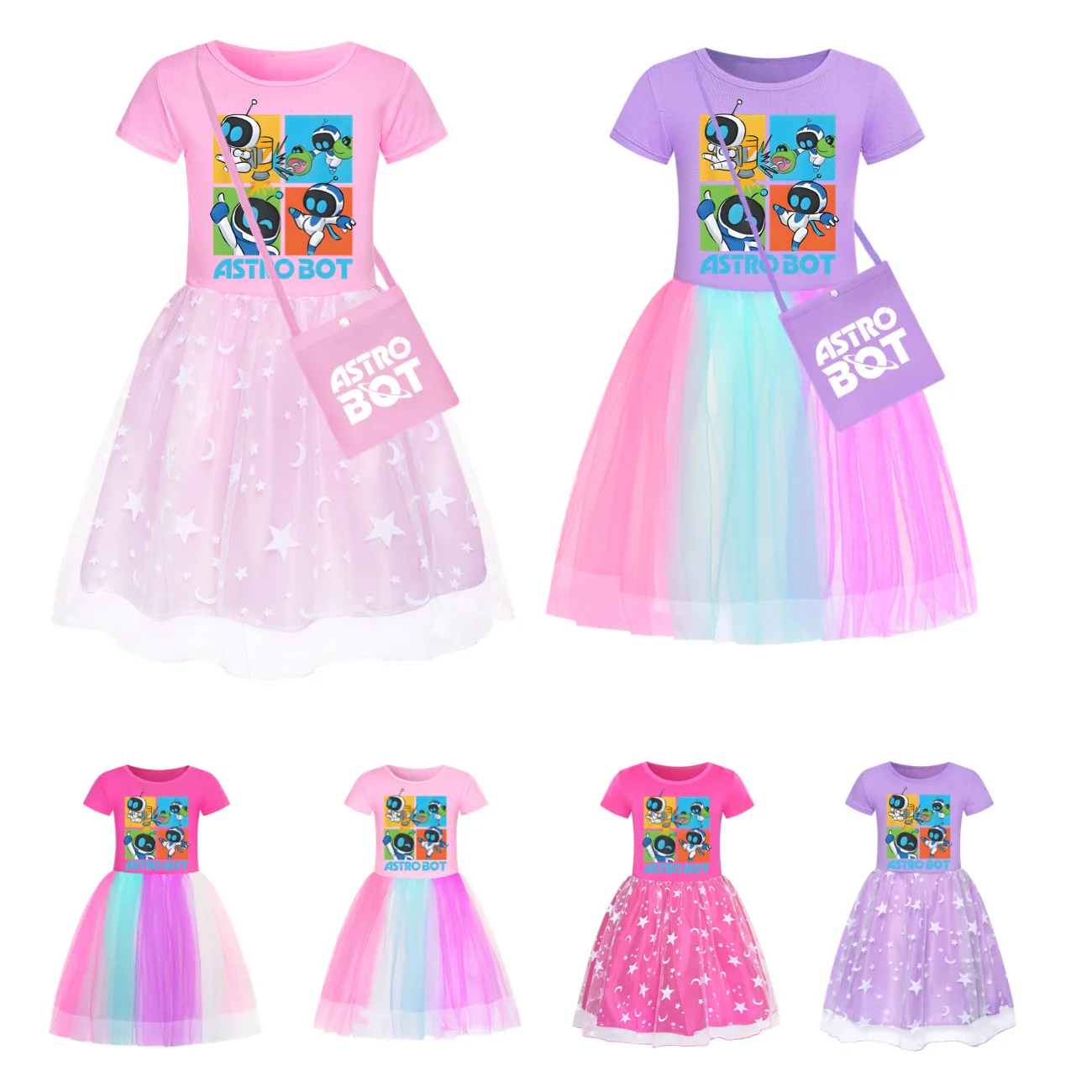 Astro Bot Dress Fashion New Summer Girls Game ASTROBOT Cute Comfortable Versatile Star Rainbow Lace Skirt Birthday Surprise Gift