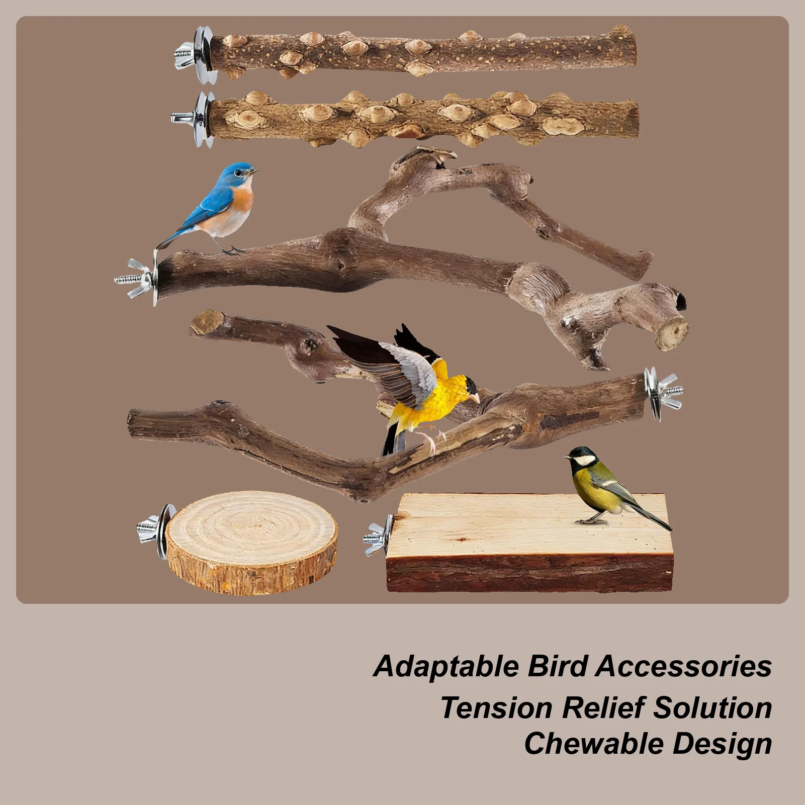 

Птичьи жердочки для клетки, противоскользящие жевательные игрушки для скалолазания, жердочки для птиц, клетка для кореллы, аксессуары для ара, корелла, неразлучник, зяблик