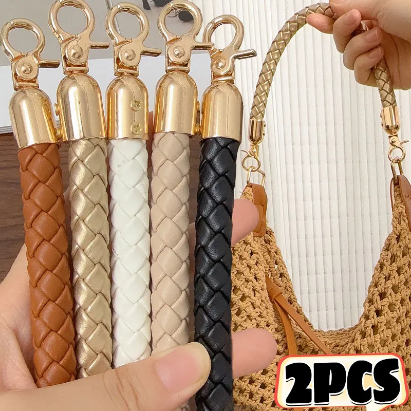 

2/1pcs 30cm PU Leather Braided Shoulder Bag Strap Bag Short Handles DIY Replacement Purse Handle For Handbag Belt Accessories