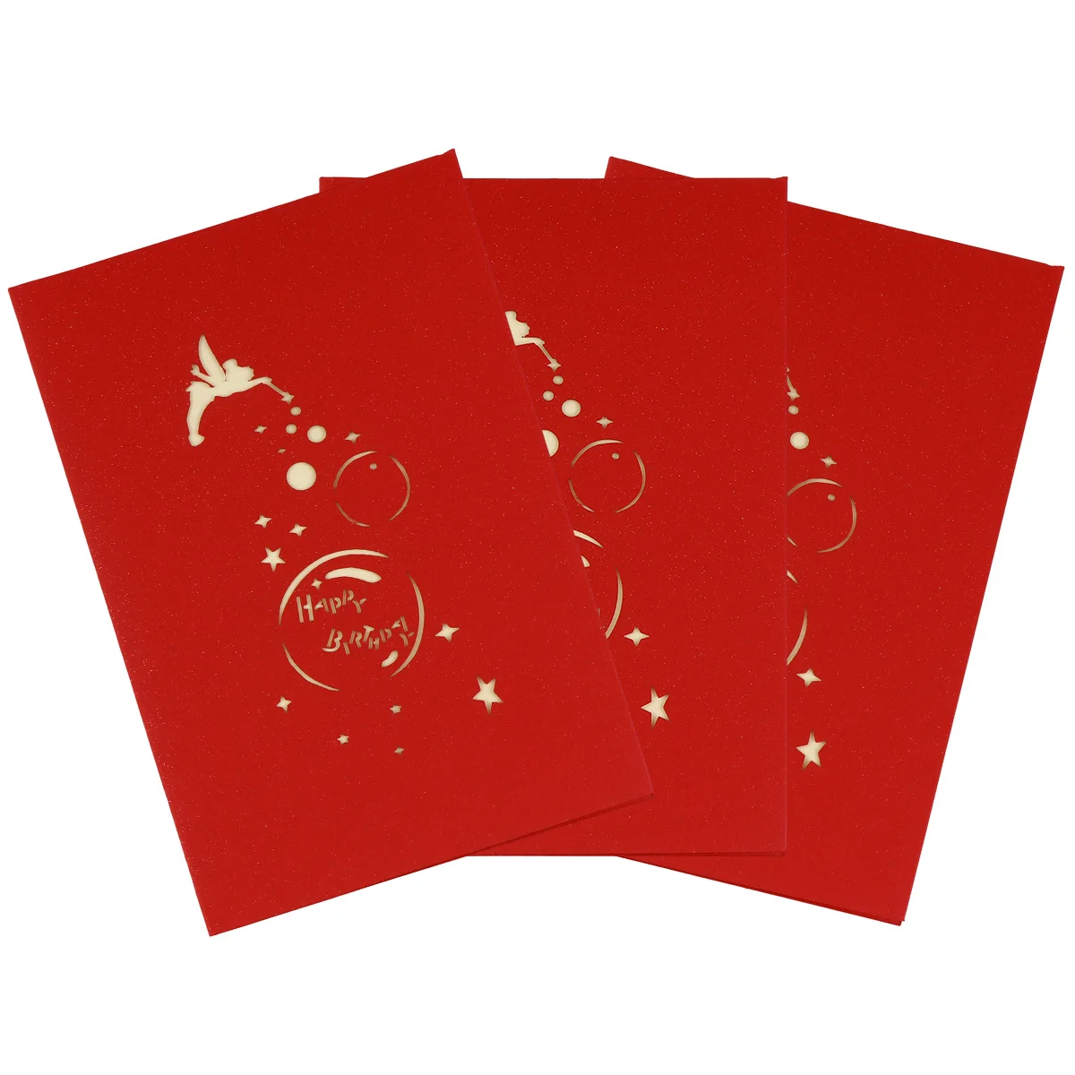 

3Pcs 3D Up Greeting Cards Stylish Little Fairy Birthday Blessing Party Invitation Fine Craft Colorful Print Blessing Cards