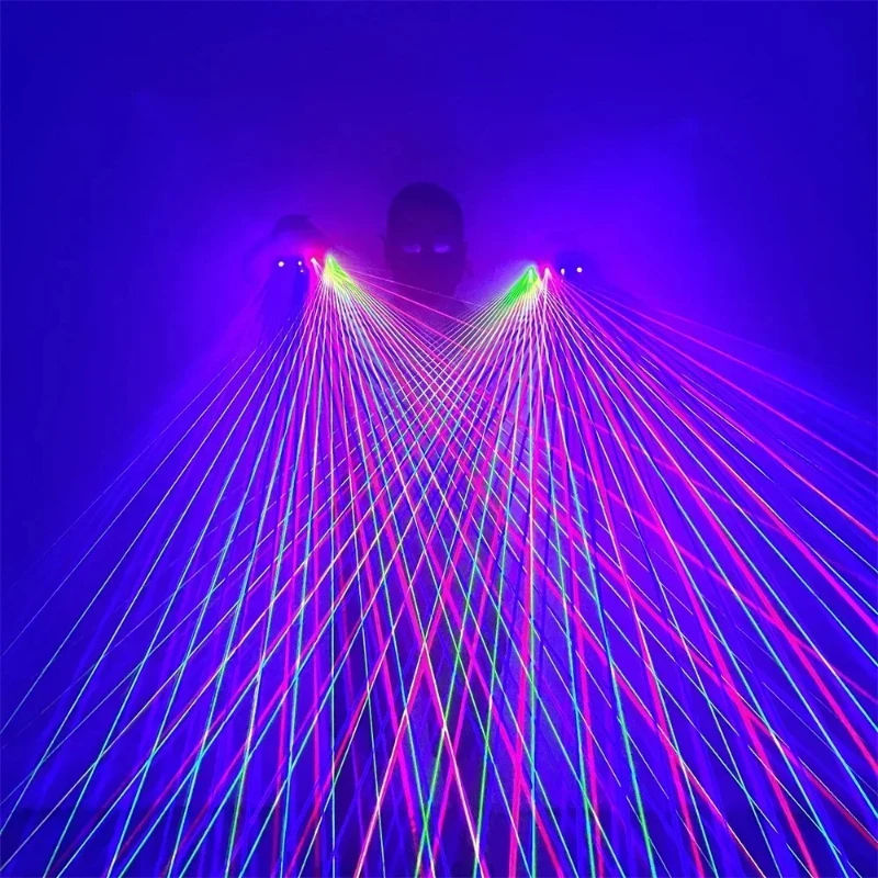 

Светодиодные RGB-перчатки с лазерной подсветкой (зеленый, синий, красный, фиолетовый), многолинейные, для диджеев, световые эффекты для концертов, светящиеся аксессуары для танцев, реквизит для выступлений и косплея