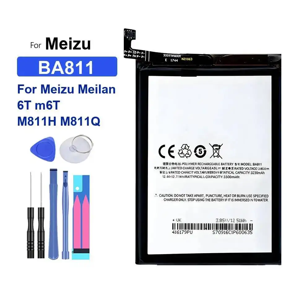 

Mobile Phone Battery Stable 3230Mah BA811 For Meizu Meilan 6T M6t M811H M811Q Reliable Power Supply
