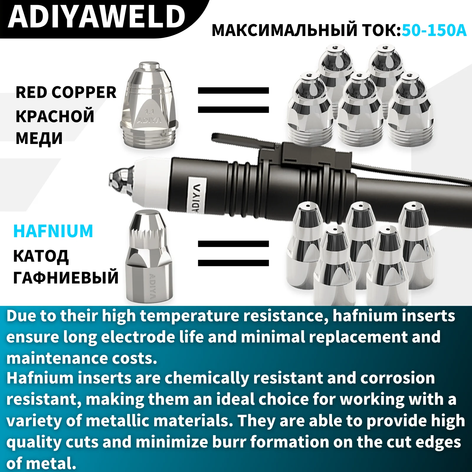 Imagem -02 - Adiyaweld-kits de Consumíveis de Corte a Plasma Copos de Escudo Pontas Bicos Eletrodos Cnc Cortador Tocha P80 25 45 Pcs Consumiveis Plasma