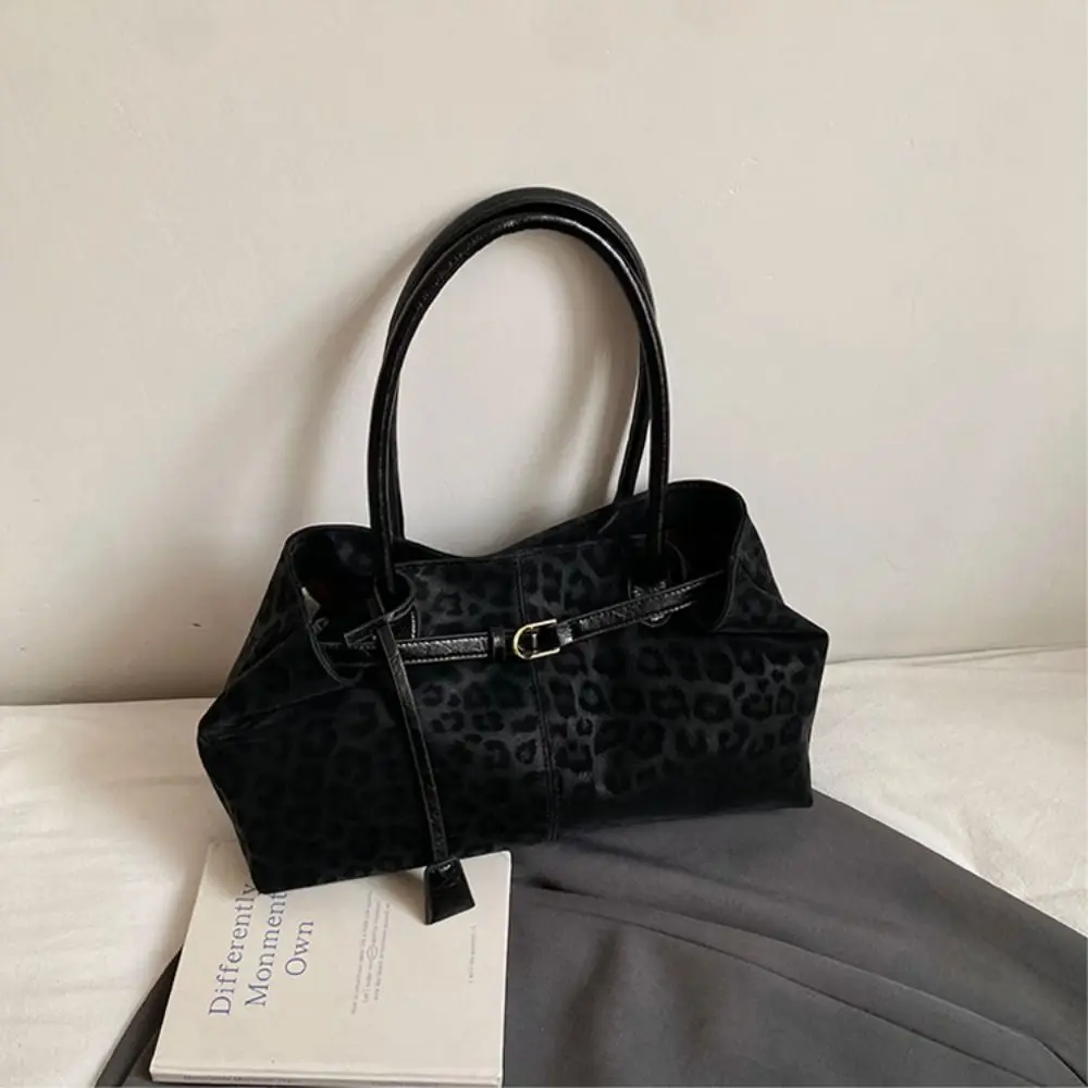 Stylish PU Leopard Print Tote Bag Versatile Casual Satchel Large Capacity Women's Shoulder Bag Travel image 5